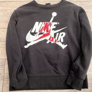 Jordan Kids Black Crewneck Sweatshirt with White and Red Logo